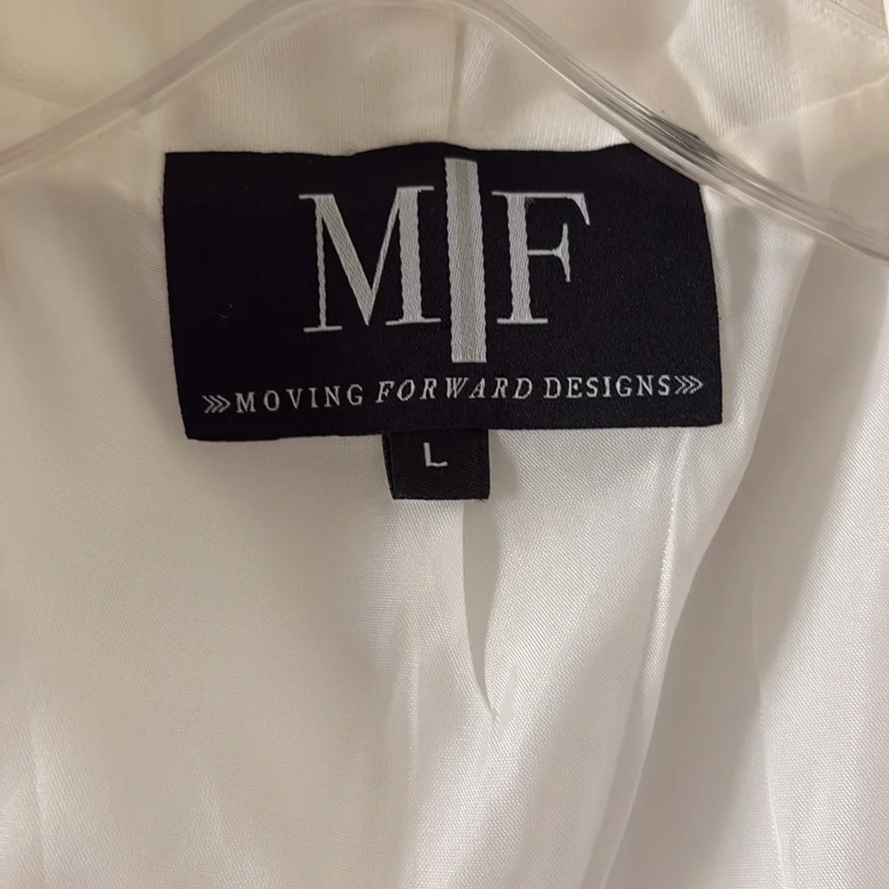 *Elegant Embellished White Blazer Jacket w Queen Bee Beaded Design Shawl Lapel - Picture 10 of 16